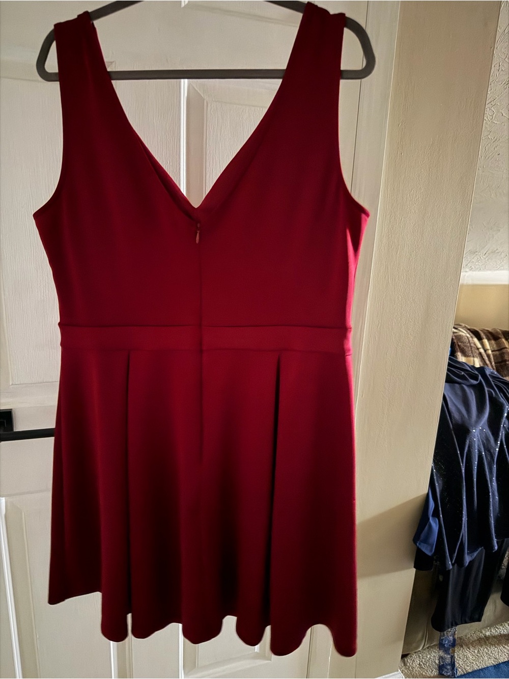 Fashion to Figure Deep Red V-Neck Fit-and-Flare Dress